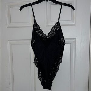 Vintage Private Lives Black Lace Lingerie Teddy Bodysuit